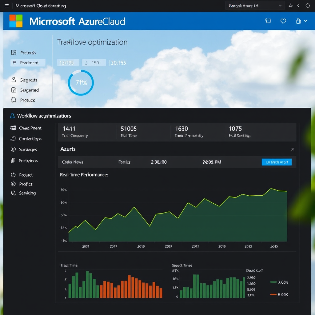 Microsoft Azure cloud platform interface displaying TFL workflow optimization tools and real-time performance metrics